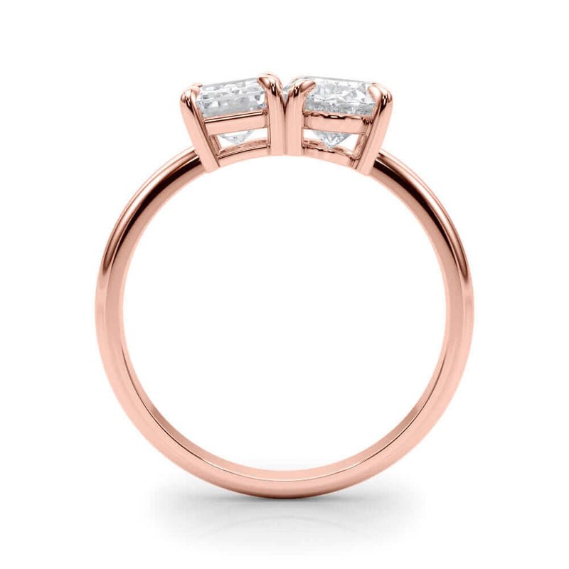 JewelMore 2.25 Carat Oval and Emerald Cut Lab Grown Diamond Graduated Engagement Ring for Women| 14K Gold |F-G Color, VS-SI Clarity | Amazing Collection | 30 Day Free Return
