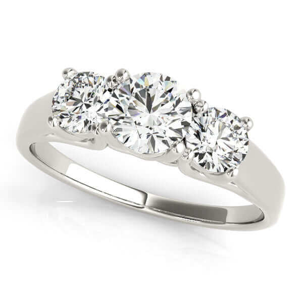 JewelMore 1 carat - 2 carat | Lab Grown Diamond Engagement Ring | 14K in White, Yellow Or Rose Gold | Three Stone Lab Diamond Ring | FG-VS-SI Quality