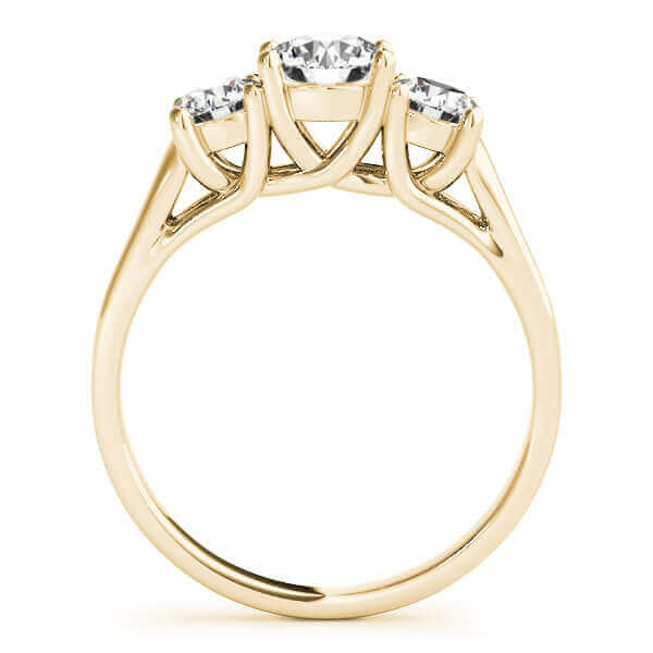 JewelMore 1 carat - 2 carat | Lab Grown Diamond Engagement Ring | 14K in White, Yellow Or Rose Gold | Three Stone Lab Diamond Ring | FG-VS-SI Quality