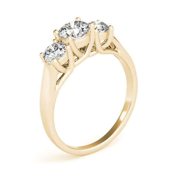 JewelMore 1 carat - 2 carat | Lab Grown Diamond Engagement Ring | 14K in White, Yellow Or Rose Gold | Three Stone Lab Diamond Ring | FG-VS-SI Quality