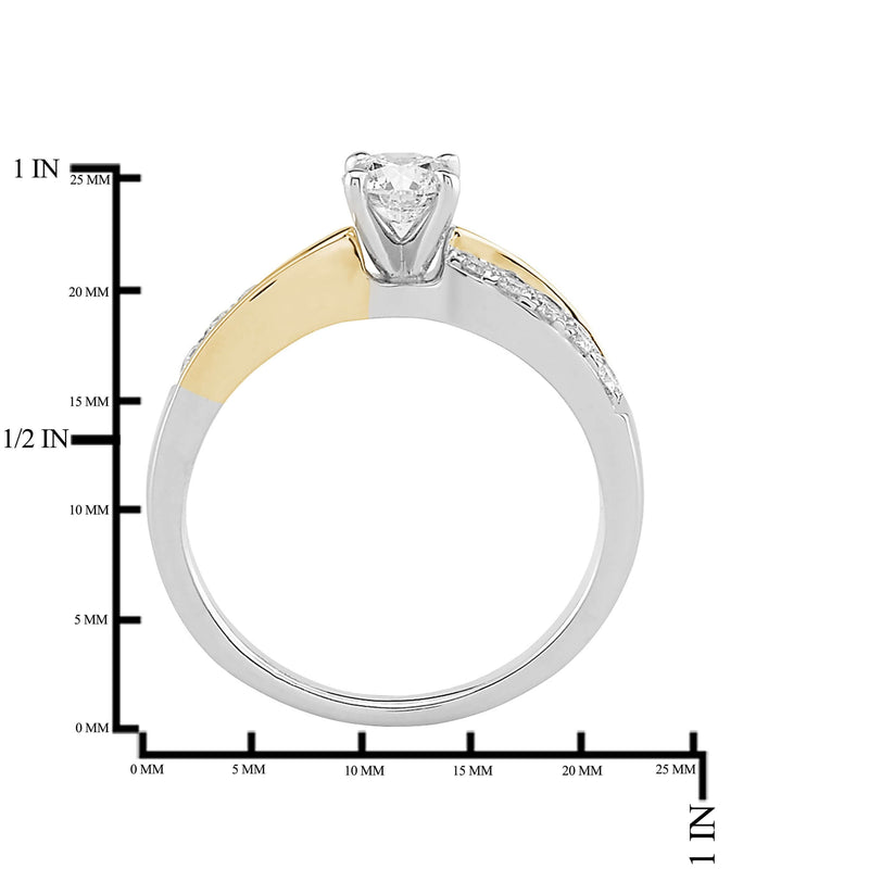 Two-Tone Bypass Pave set diamond enegagment Ring 