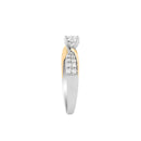 Two-Tone Bypass Pave set diamond enegagment Ring 
