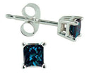Princess Cut Blue Earring