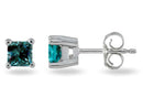 Princess Cut Blue Earring