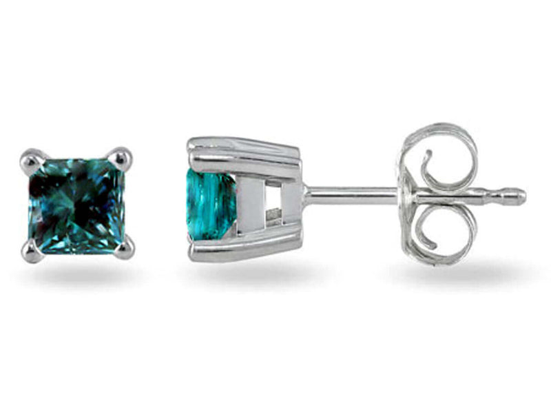Princess Cut Blue Earring