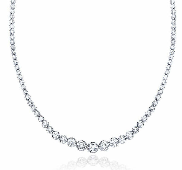 JewelMore 14K White Gold 17 "Graduate Diamond Tennis Necklace(3cttw, H-I Color, I1-I2 Clarity), Necklace, JewelMORE.com  - JewelMORE.com