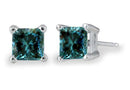 Princess Cut Blue Earring