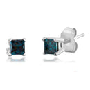 Princess Cut Blue Earring