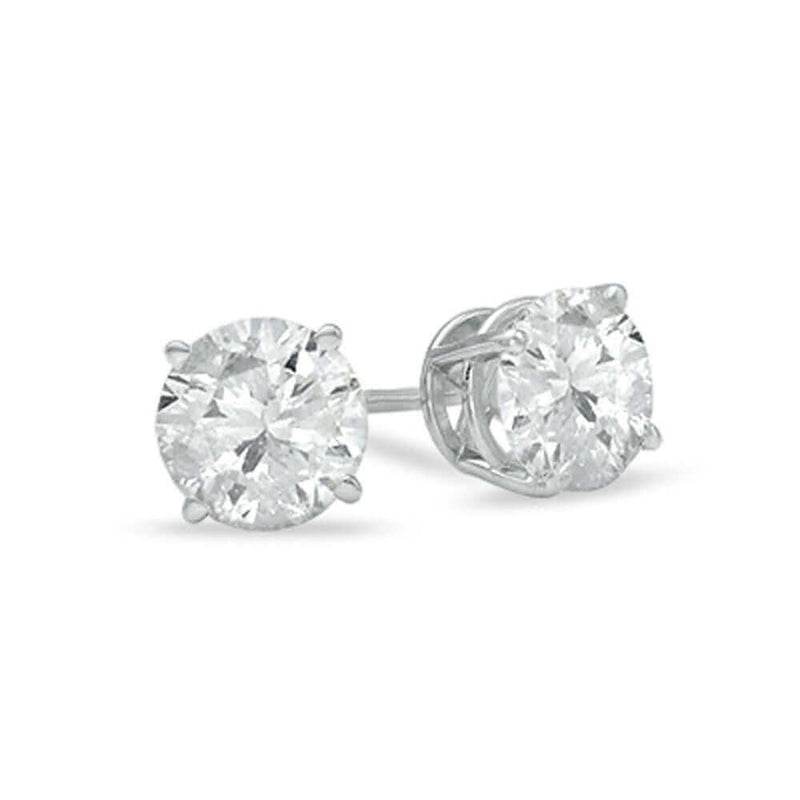 IGI-Certified 14k Gold Round-Cut Diamond Stud Earrings (2 cttw, I-J Color, I2-I3 Clarity), EARRINGS,CLASSIC, JewelMORE.com  - JewelMORE.com