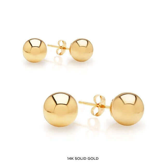 14-Karat Solid Gold Ball Stud Earrings 6MM
