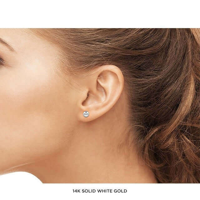 JewelMore 14-Karat Solid Gold Ball Stud Earrings 5MM, EARRINGS, JewelMORE.com  - JewelMORE.com