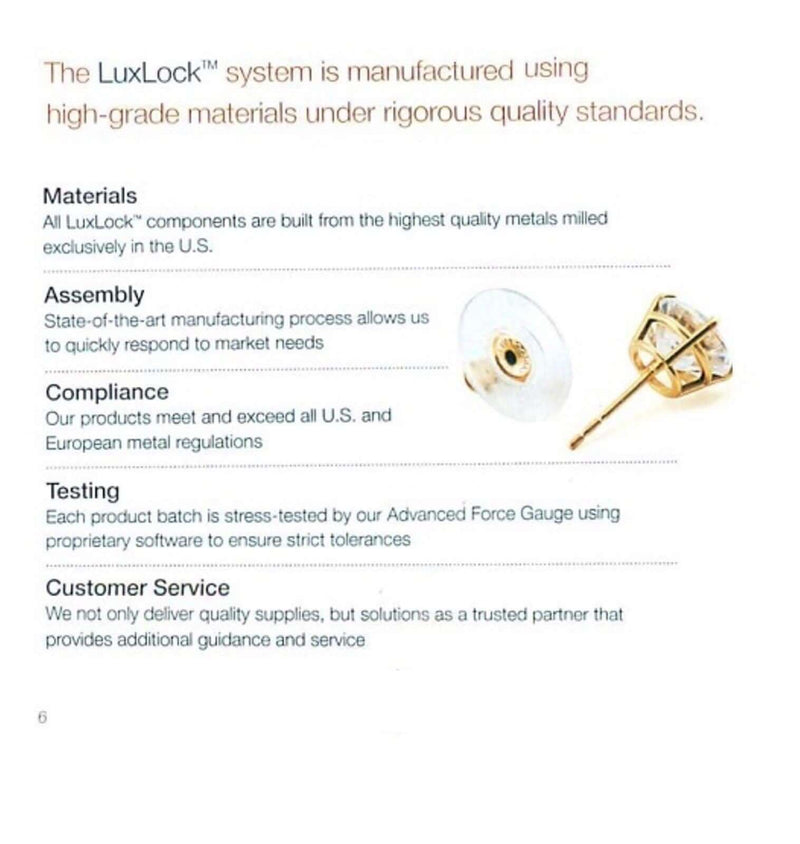 LuxLock World's most secure USA Patented Replacement Earring Back in 14k Yellow (Patent