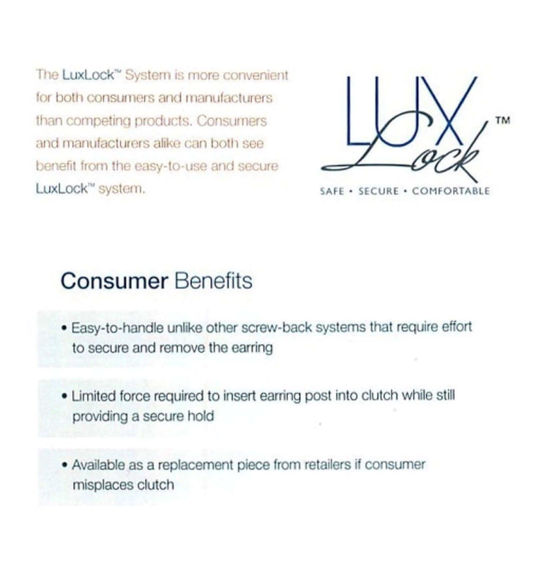 LuxLock World's most secure USA Patented Replacement Earring Back in 14k Yellow (Patent