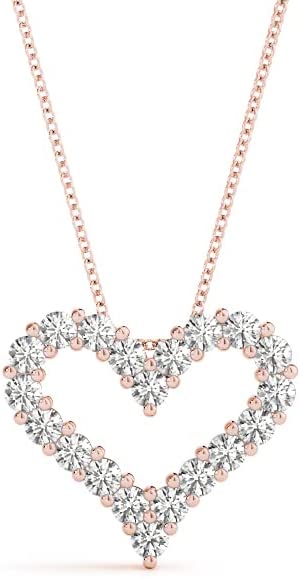 JewelMore 10K White, Rose, or Yellow Gold 1/4, 1/2 or 1.00 Cttw Diamond Heart Pendant Necklace I-J,I2-I3, 18" Chain, JewelMORE.com
