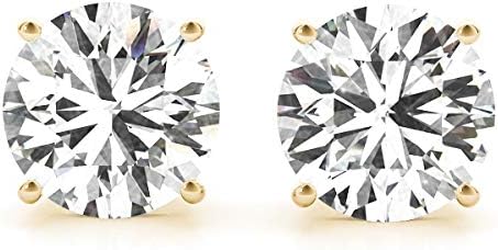 JewelMore LAB-GROWN Diamond 14K Round Cut Diamond Earrings for Women | 4 Prong Screw Back Ultra Premium Collection | 1 cttw to 8 cttw Ring H-I Color, VS1-VS2 Clarity