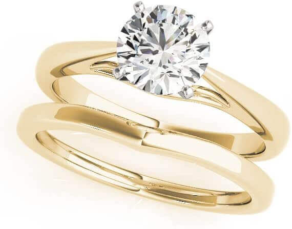 JewelMore 0.5 Carat & 1 Carat Certified 14K Round Solitaire Classice Engagement Ring for Women (I-J Color, I2-I3 Clarity)