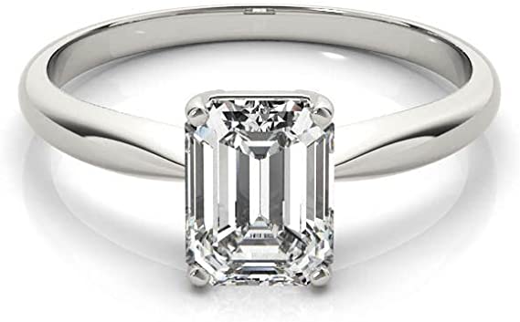Rose Gold Emerald-Cut Diamond Solitaire Engagement Ring 