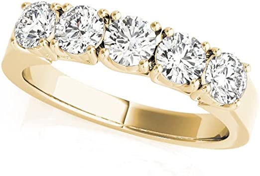 Five Stone Wedding Anniversary Stackable Ring Band