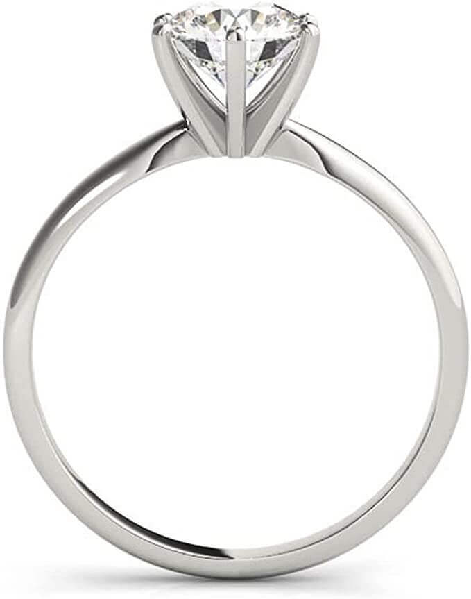 JewelMore Near 1/2 Carat Round Cut Diamond Solitaire Engagement Ring 14K White Gold 6 Prong (J-K, I2, 0.45 c.t.w) Very Good Cut