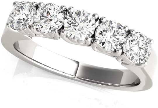 Five Stone Wedding Anniversary Stackable Ring Band
