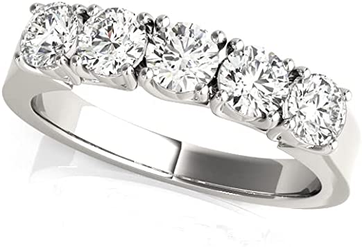 Five Stone Wedding Anniversary Stackable Ring Band