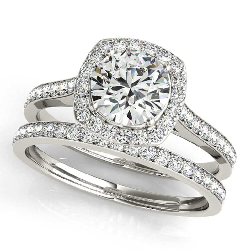  Halo Engagement & Wedding Band Set