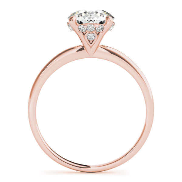 JewelMore 0.5 Carat & 1 Carat Certified 14K White Gold Hidden Halo Solitaire Round Cut Engagement Diamond Ring for women (I-J Color, I2-I3 Clarity)