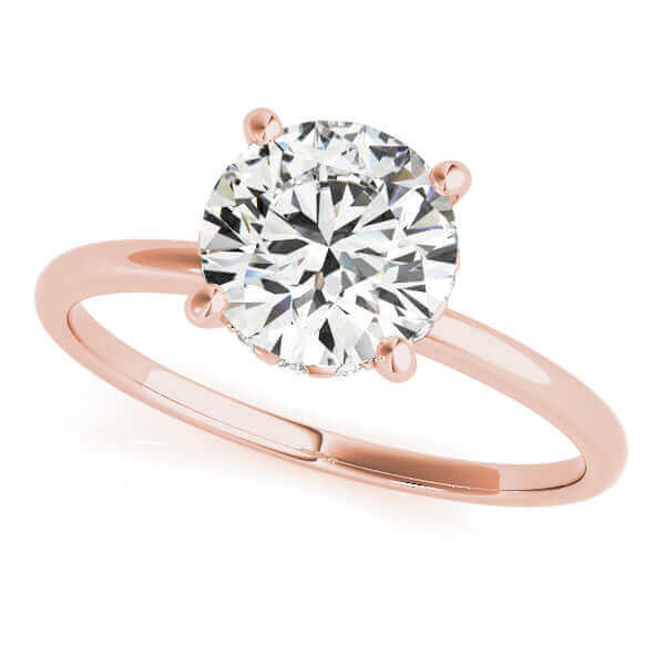 JewelMore 0.5 Carat & 1 Carat Certified 14K White Gold Hidden Halo Solitaire Round Cut Engagement Diamond Ring for women (I-J Color, I2-I3 Clarity)