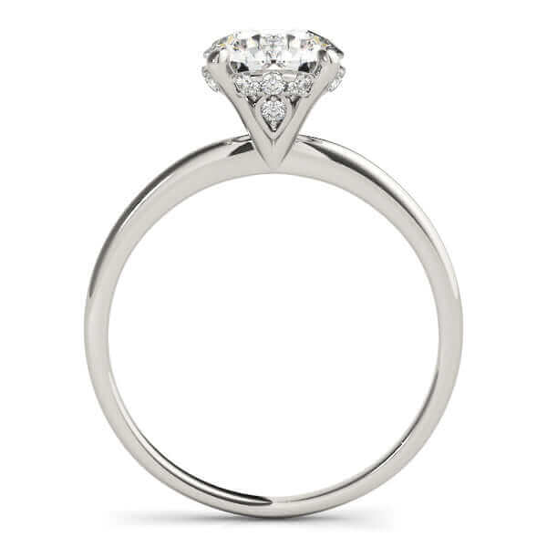JewelMore 0.5 Carat & 1 Carat Certified 14K White Gold Hidden Halo Solitaire Round Cut Engagement Diamond Ring for women (I-J Color, I2-I3 Clarity)