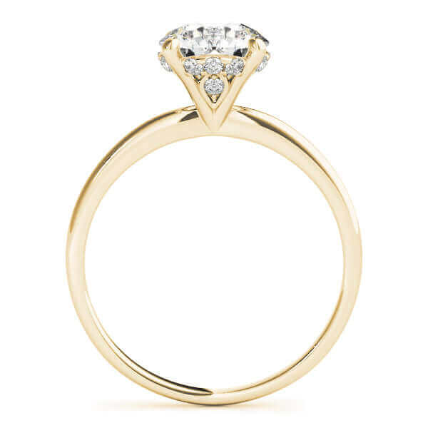 JewelMore 0.5 Carat & 1 Carat Certified 14K White Gold Hidden Halo Solitaire Round Cut Engagement Diamond Ring for women (I-J Color, I2-I3 Clarity)