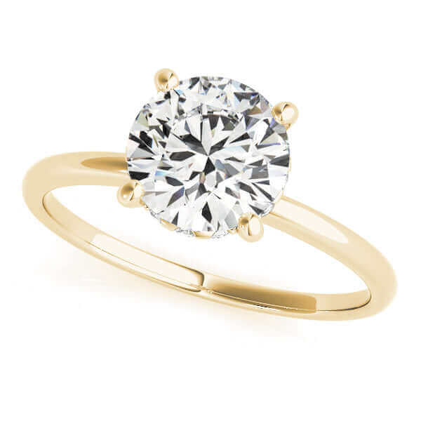 JewelMore 0.5 Carat & 1 Carat Certified 14K White Gold Hidden Halo Solitaire Round Cut Engagement Diamond Ring for women (I-J Color, I2-I3 Clarity)