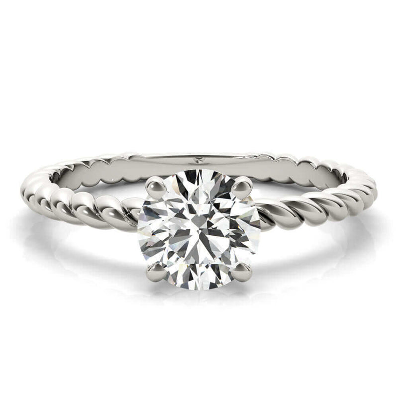 JewelMore 0.5 Carat & 1 Carat Certified 14K White Gold Diamond Solitaire Engagement Ring for women (I-J Color, I2-I3 Clarity)