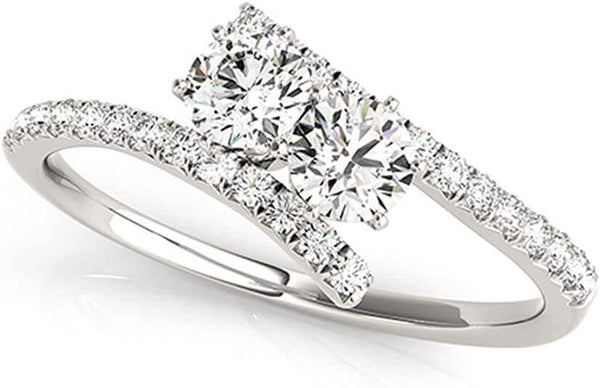 JewelMore I Love US Two-Stone Forever Us Ring 1/2 ct tw Diamonds 14K, JewelMORE.com