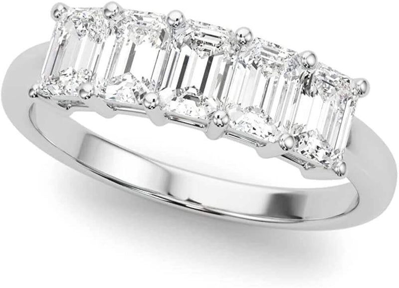 Anniversary Band Ctw Emerald Lab Grown Diamond Five-Stone 14k