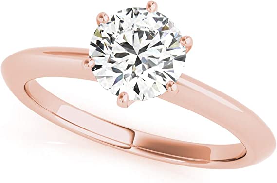 JewelMore Certified 1.00 Carat Diamond, Prong Set 14K Rose Gold Lab Grown Diamonds Solitaire Engagement Ring Diamond Quality (G-H, VS-SI1) by Revival Diamonds | Fine Jewelry for Women | Gift Box Included, JewelMORE.com