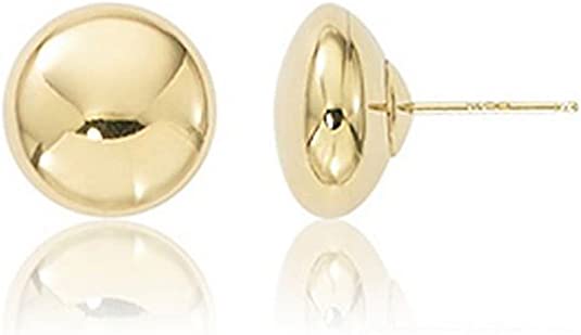 Yellow Gold Flat Button Ball Earring