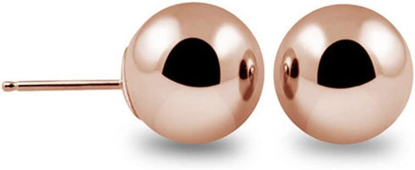 14k Gold Ball Stud Earrings Silicon & Gold pushback (4 Millimeters) Gold