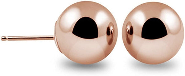 JewelMore 14k Rose Gold Ball Stud Earrings, JewelMORE.com