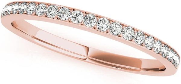 JewelMore 14k Rose Gold Natural Round Diamond Ladies Wedding Anniversary Stackable Ring (1/4 Carat), JewelMORE.com