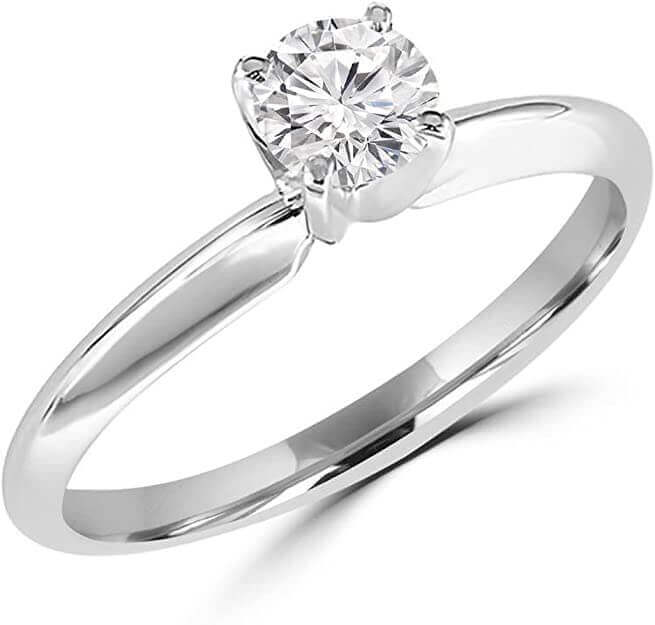 JewelMore 1/4ct.tw 14K White Gold Solitaire Engagement Ring ( I-J/I1-I2), JewelMORE.com