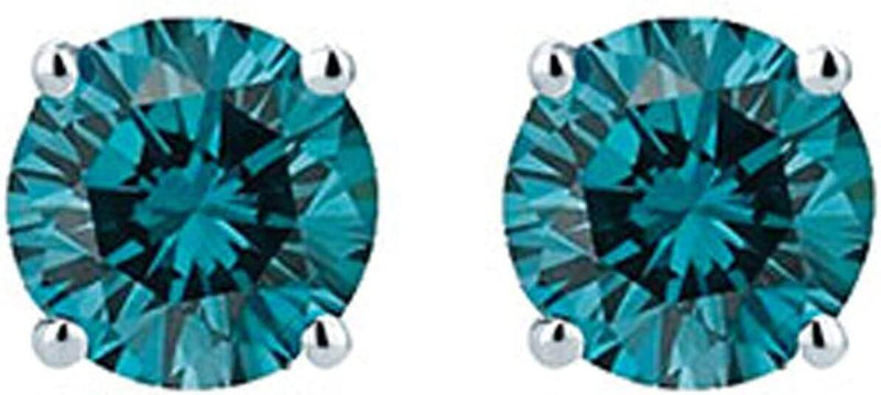 JewelMore 1/7 cttw Blue Diamond stud in 14K White Gold