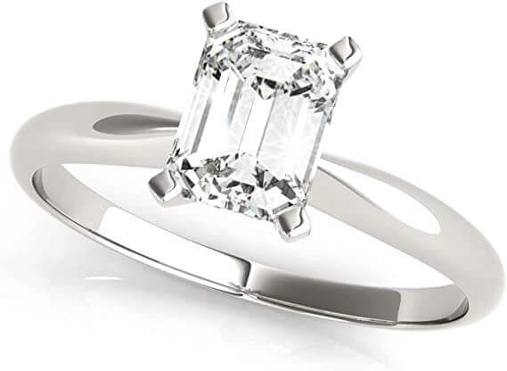 Rose Gold Emerald-Cut Diamond Solitaire Engagement Ring 