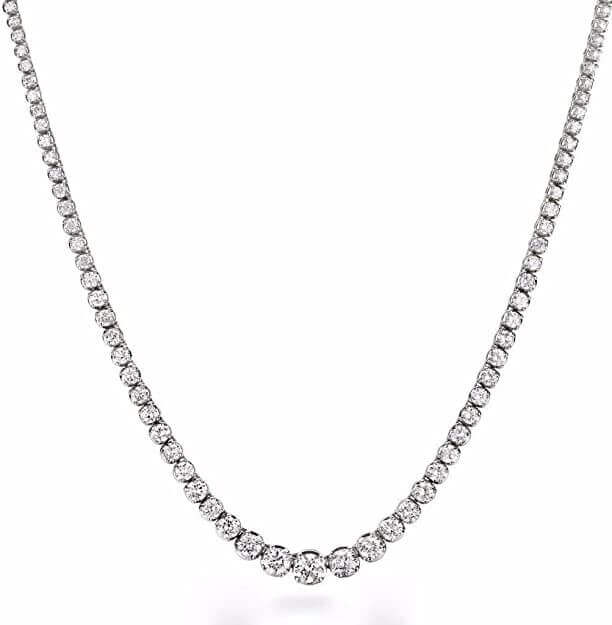 JewelMore 3ct.tw 14k White Gold Diamond Tennis Necklace (3 cttw, K-L Color, I1-I2 Clarity), 17", JewelMORE.com