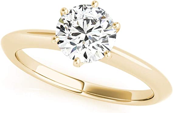 JewelMore Certified 1.00 Carat Diamond, Prong Set 14K Rose White & Yellow Gold Lab Grown Diamonds Solitaire Engagement Ring Diamond Quality (G-H, VS-SI1) by Revival Diamonds