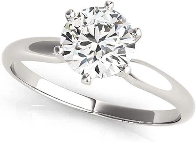 JewelMore Near 1/2 Carat Round Cut Diamond Solitaire Engagement Ring 14K White Gold 6 Prong (J-K, I2, 0.45 c.t.w) Very Good Cut, JewelMORE.com