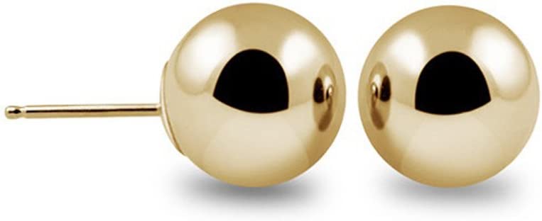 JewelMore White Gold Ball Earrings High Polished 14k with Silicone Protected Gold Pushbacks (3 Millimeters), JewelMORE.com