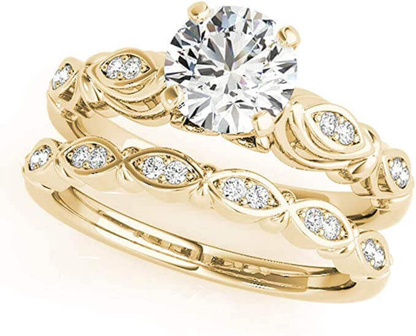 JewelMore Engagement Rings for Women 1/2 Carat Halo Diamond Engagement Bridal Ring Set Prong Setting 10K Solid Rose Gold Genuine Diamond Wedding Jewery, JewelMORE.com