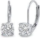3/4CTW Round White Diamond Leverback Earrings
