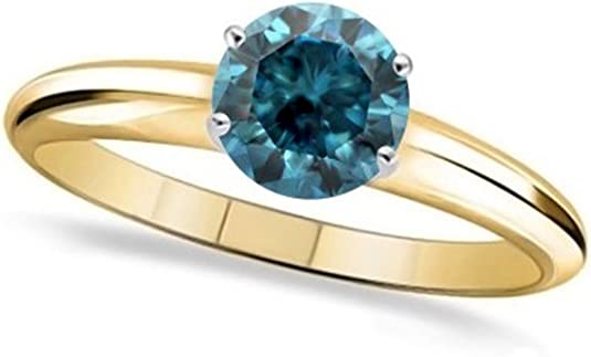 Blue Diamond Solitaire Ring