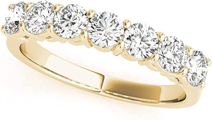 JewelMore 0.50 Carat (ctw) 14K White Yellow White Diamond Ladies 7 Stone Bridal Wedding Band Anniversary Ring 1/2 CT, JewelMORE.com